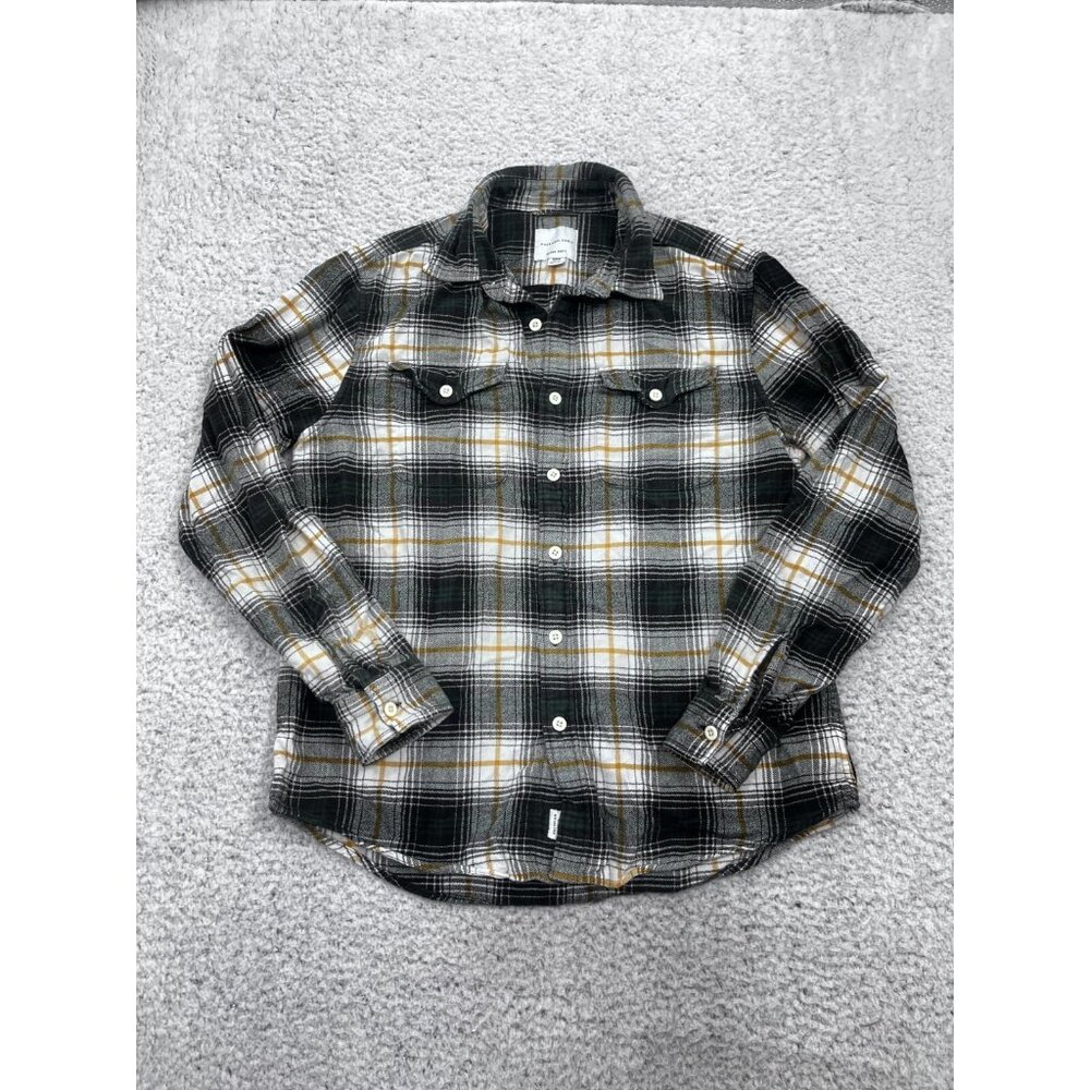 Women's American Eagle Super Soft Black Yellow Plaid Button Down Top Size M - Picture 2 of 8
